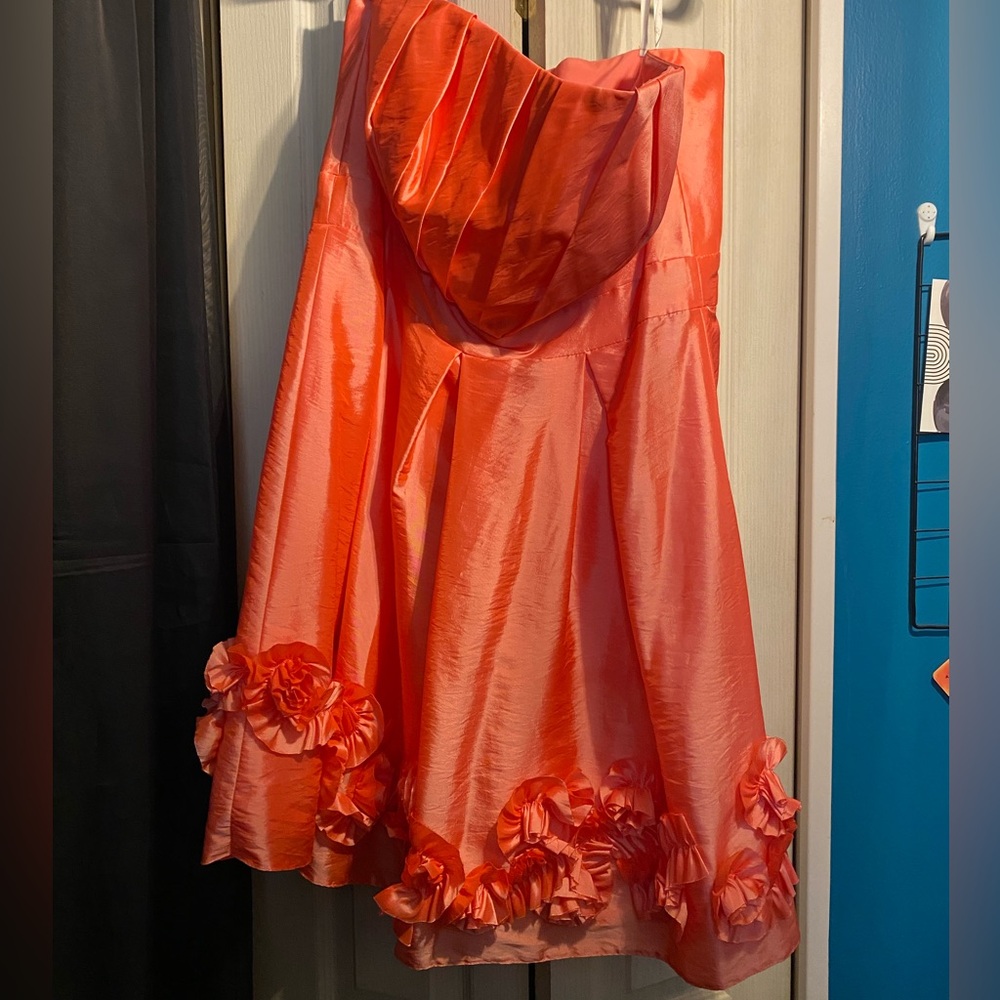 Melon Orange Strapless Dress